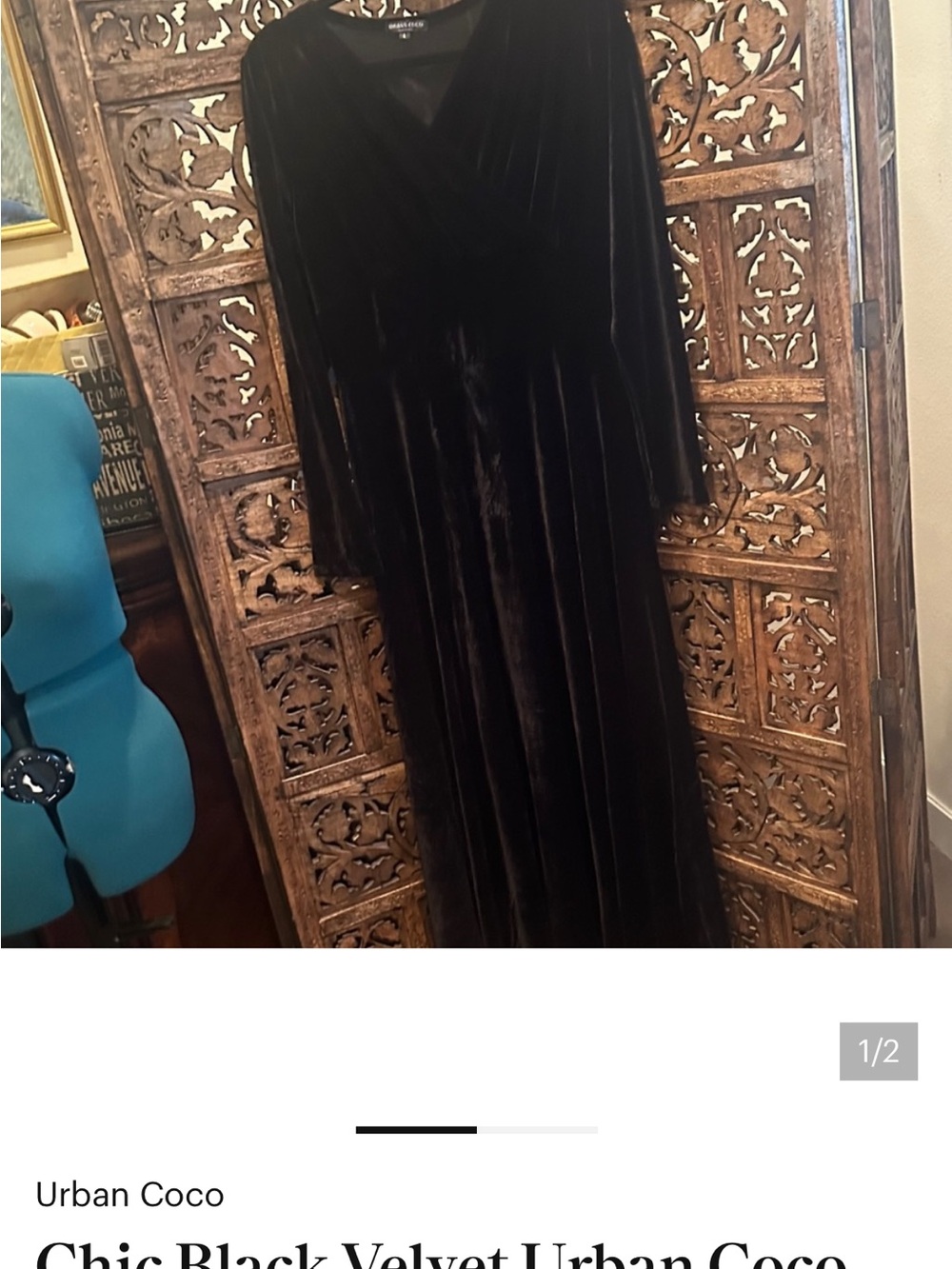 Urban Coco Black Velvet Maxi Dress